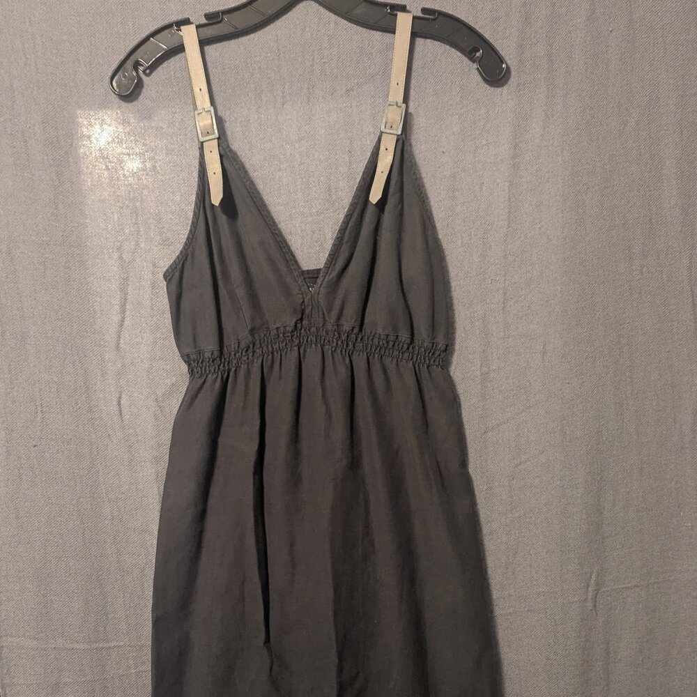 BabaKul Charcoal Gray Leather Strap Dress, size L